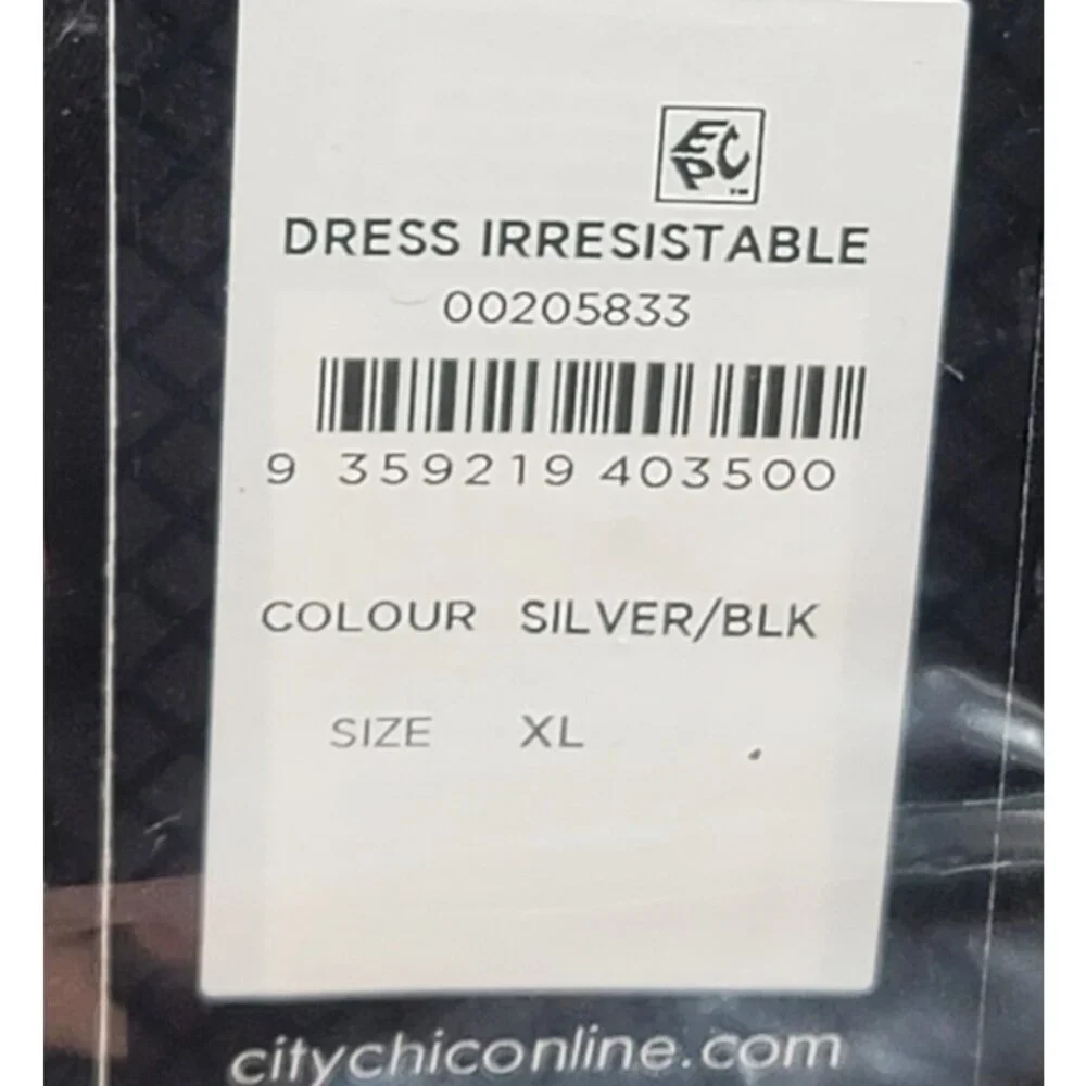 NWT City Chic Silver Black Sequin Wrap Dress 22